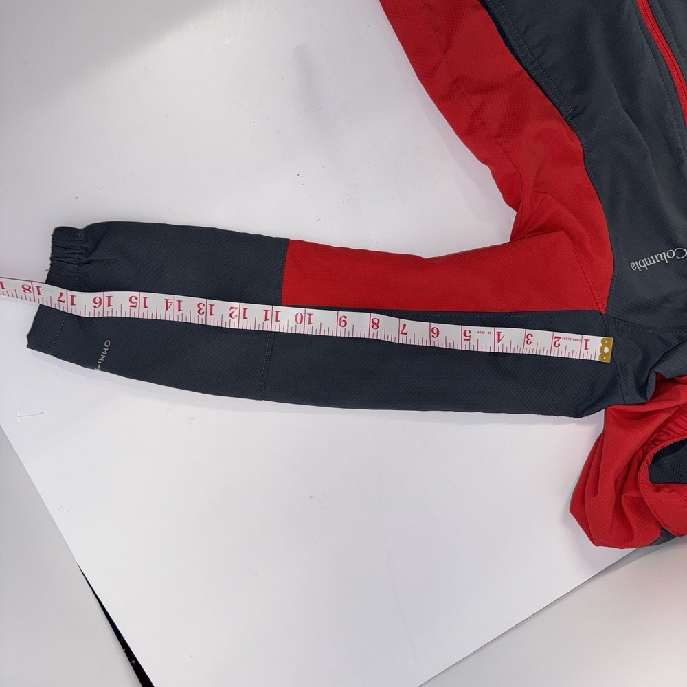 Columbia Omni-Shield Hooded Full Zip Jacket Youth XS Gray/Red Colorblock - Picture 5 of 8